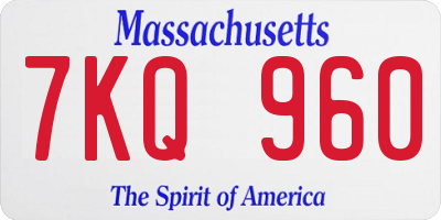 MA license plate 7KQ960