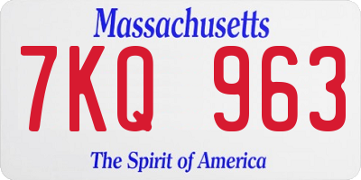 MA license plate 7KQ963
