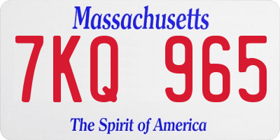MA license plate 7KQ965