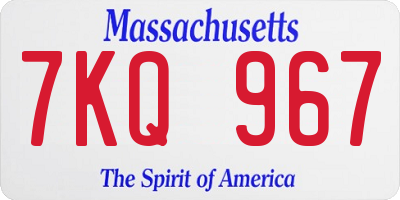 MA license plate 7KQ967