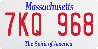 MA license plate 7KQ968