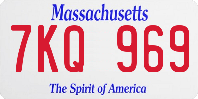 MA license plate 7KQ969