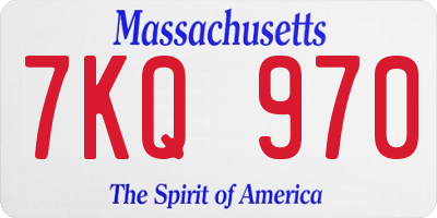 MA license plate 7KQ970