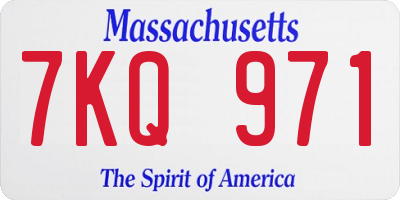 MA license plate 7KQ971