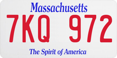 MA license plate 7KQ972