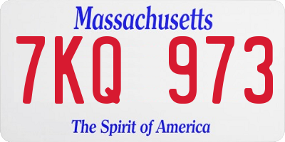 MA license plate 7KQ973