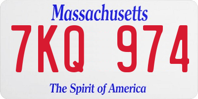 MA license plate 7KQ974