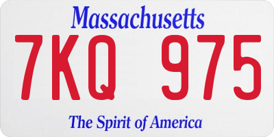 MA license plate 7KQ975