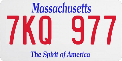 MA license plate 7KQ977