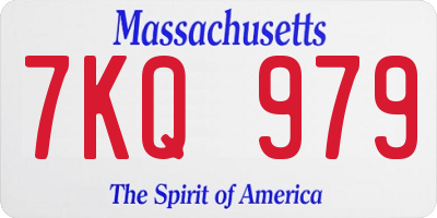 MA license plate 7KQ979