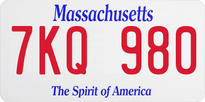 MA license plate 7KQ980