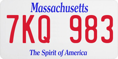 MA license plate 7KQ983