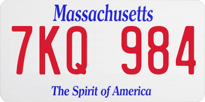 MA license plate 7KQ984