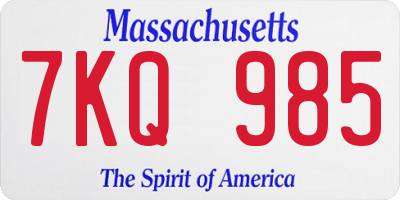 MA license plate 7KQ985