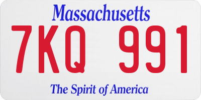MA license plate 7KQ991