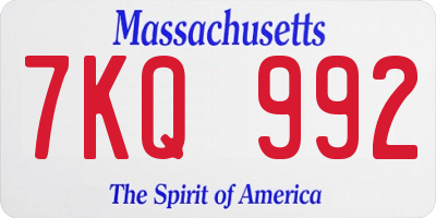 MA license plate 7KQ992