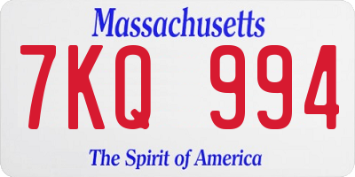 MA license plate 7KQ994