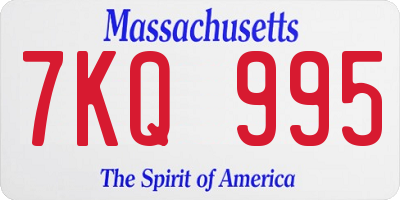 MA license plate 7KQ995