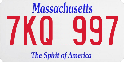 MA license plate 7KQ997