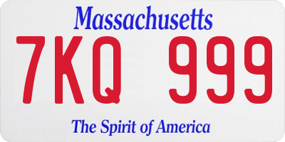 MA license plate 7KQ999