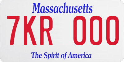 MA license plate 7KR000