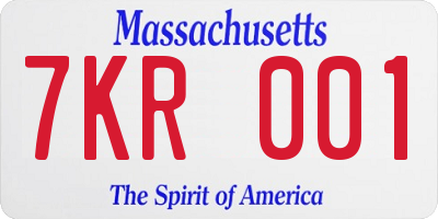 MA license plate 7KR001