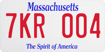 MA license plate 7KR004