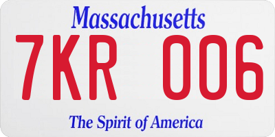 MA license plate 7KR006