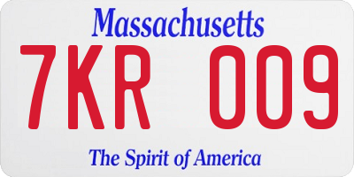 MA license plate 7KR009