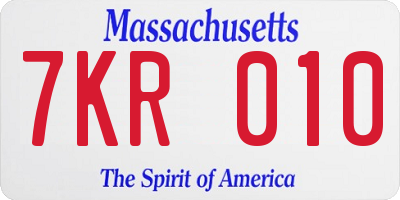 MA license plate 7KR010
