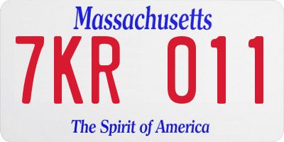 MA license plate 7KR011