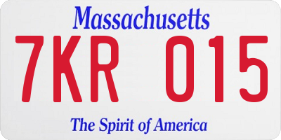 MA license plate 7KR015