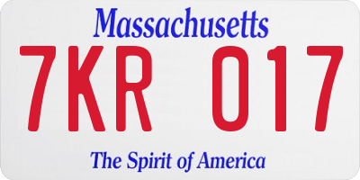 MA license plate 7KR017