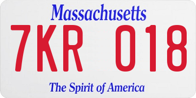 MA license plate 7KR018