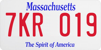 MA license plate 7KR019