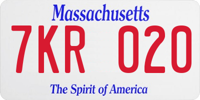 MA license plate 7KR020