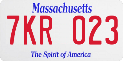 MA license plate 7KR023