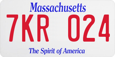MA license plate 7KR024