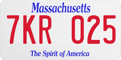 MA license plate 7KR025