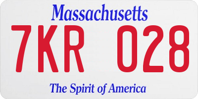 MA license plate 7KR028