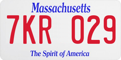 MA license plate 7KR029