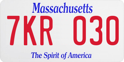 MA license plate 7KR030