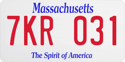 MA license plate 7KR031