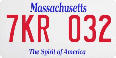 MA license plate 7KR032
