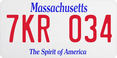 MA license plate 7KR034