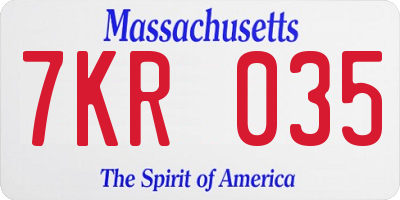MA license plate 7KR035