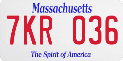 MA license plate 7KR036