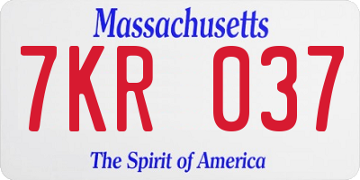 MA license plate 7KR037