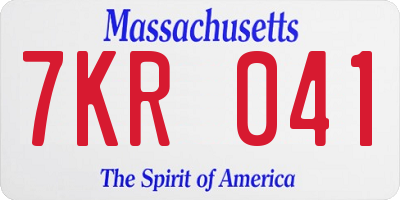 MA license plate 7KR041