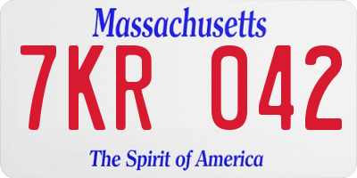 MA license plate 7KR042